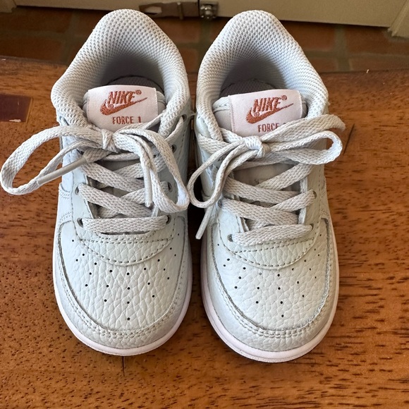 Worn once for a wedding, Nike Air Force 1s, in grey, navy sole, and silver Nike - Picture 2 of 7